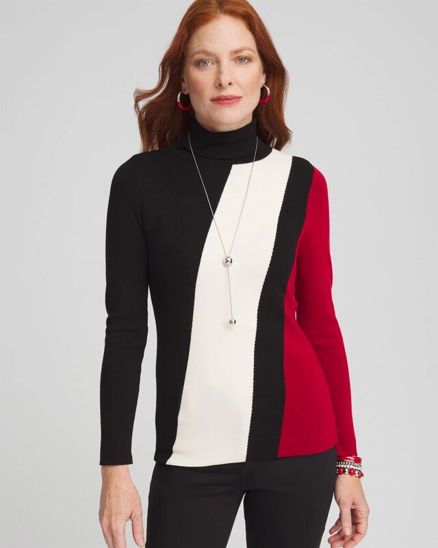 ECOVERO Colorblock Turtleneck Sweater